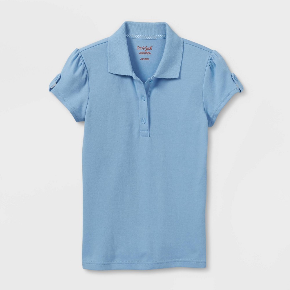 2-pack Girls' Short Sleeve Interlock Uniform Polo Shirt - Cat & Jack™ Light Blue XL