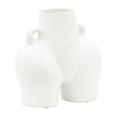 Sagebrook Home 8" Half Body Vase Contemporary Abstract Ceramic Body Shaped Flower Vase