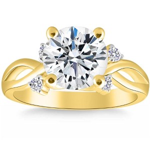 Pompeii3 2 5/8Ct Moissanite & Diamond Twist Engagement Ring in 10k Yellow Gold - 1 of 4