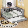 Twin Size Wooden Daybed with Trundle Bed and USB Charging Station for Small Bedroom or Guest Room Storage Solution-Cuddlewood - 2 of 4
