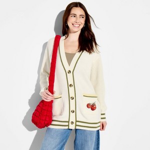 Women's Tomato Graphic Cardigan Sweater - Cream S : Target