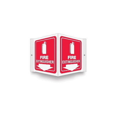 Accuform Fire Extinguisher Projection Sign White/Red 6"H x 5"W (PSP618)