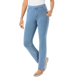 Woman Within Plus Size Knit Denim Straight-Leg Jean - 1 of 4