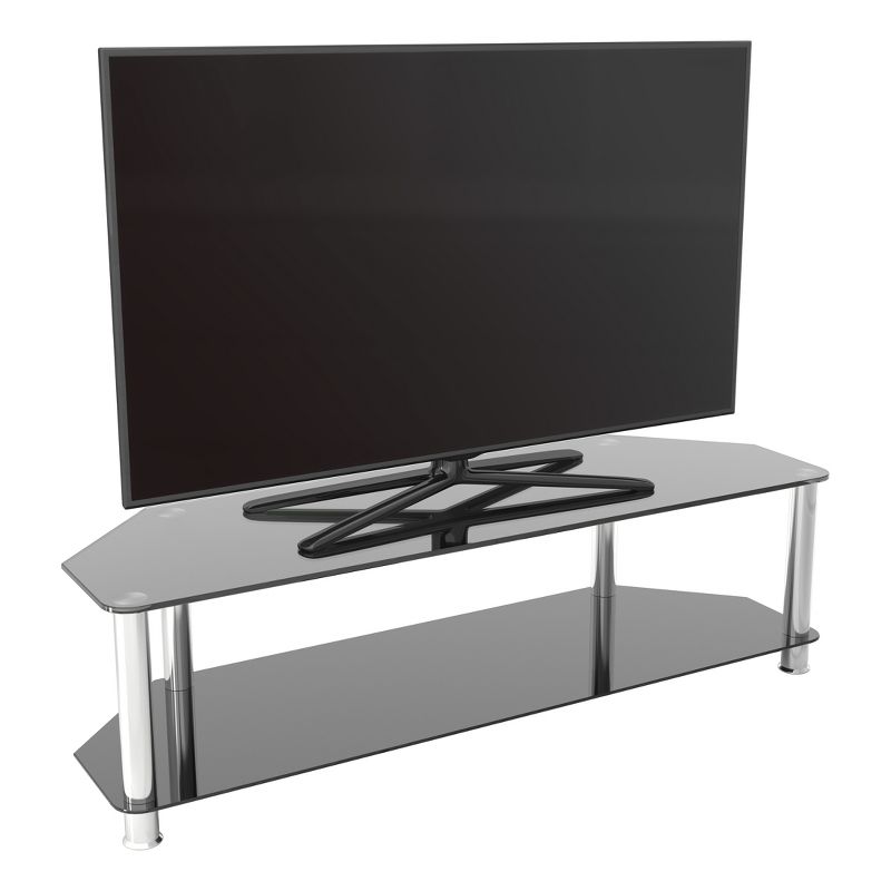 Glass Shelves TV Stand for TVs up to 65&#34; - Silver/Black, 5 of 6