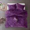 Gulches King Cal King Purple 4 Piece Velvet Comforter Set with Throw Pillow - 2 of 4