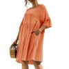 Anna-Kaci Women's Short Sleeve Loose Fit Midi Dress with Ruffle Detail and Side Pockets - 4 of 4