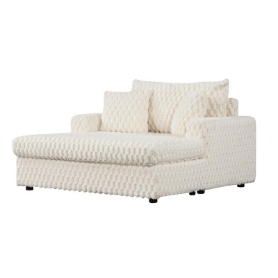 KERDOM Chaise Lounge Chair 53'' Comfy Oversized Reading Chair Fluffy Plush Cozy Couch Sofa Bed with Armrests and Pillows, for Living Room, Bedroom