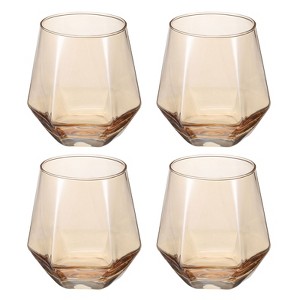 Unique Bargains Stemless Geometric Design Diamond Whiskey Glasses 4 Pcs - 1 of 4