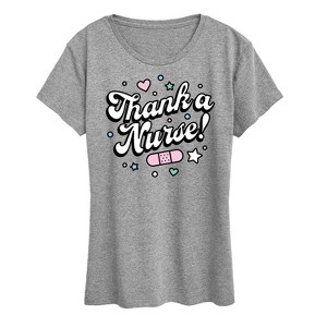 Women's - Instant Message - Thank A Nurse Short Sleeve Graphic T-Shirt - 1 of 4