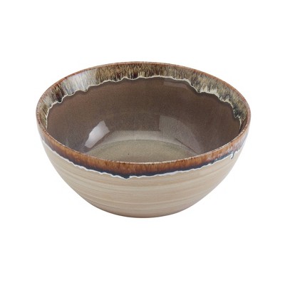 Tuscan Reactive Glaze Ceramic 3-Piece Serving Bowl Set
