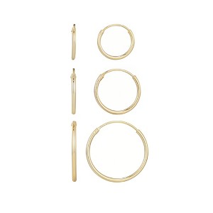 Adornia 14k Gold Vermeil .925 Sterling Silver Set of 3 Endless Hoop Earrings - 1 of 4