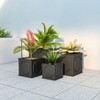 LeisureMod Sprout 7-Piece Square Stone Planter Set with Drainage Holes and Covers, Weather-Resistant for Indoor/Outdoor Use - 3 of 4