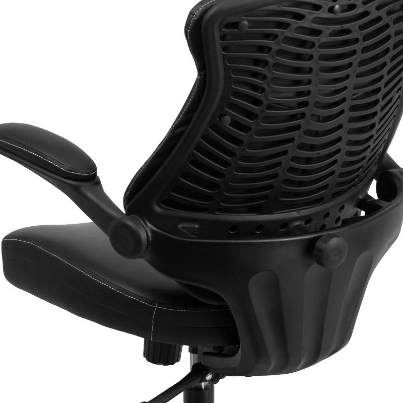 Flash Furniture Kale Mid-Back Black LeatherSoft Executive Swivel Ergonomic Office Chair with Back Angle Adjustment and Flip-Up Arms, 5 of 11