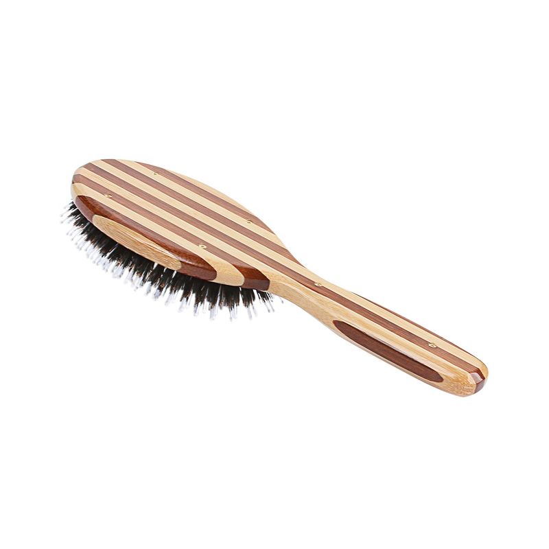 Bass Brushes Shine & Condition Hair Brush with 100% Natural Bristle + Nylon Pin Pure Bamboo Handle Large Oval Striped Bamboo, 4 of 6