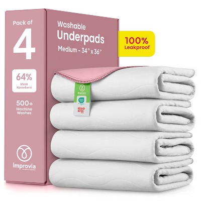 IMPROVIA® Washable Underpads 34”x36”, Heavy Absorbency Waterproof Incontinence Pads for Kids, Adults & Pets – Protects Bed, Couch, Sofa & Floor