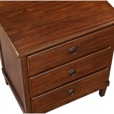 Cambridge Brown Acacia Veneer 3-Drawer Nightstand