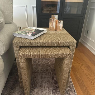 Set Of 2 Woven Nesting Tables Threshold Designed With Studio Mcgee Rattan Design No Assembly Required Target