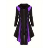 Clearlove Women's Halloween Hooded Color-Block Midi Dress Zip-Front Festive Costume Dress with Asymmetric Hem - 2 of 4