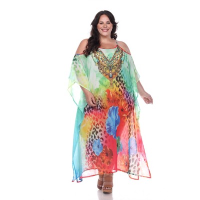Plus Size Sheer Caftan Maxi Dress - One Size Fits Most Plus - White Mark