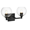 Elegant Lighting Foster 2 light Black and Clear Bath Sconce - 3 of 4