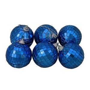 Northlight Mirrored Disco Ball Christmas Ornaments - 2" (50mm) - Lavish Blue - 6ct - 1 of 3