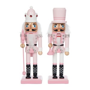 Transpac Medium Wood Pastel Nutcracker Set of 2 Decorative Christmas Objects for Indoor Tabletop Decor and Gifts - 1 of 1