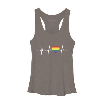 Adult Design By Humans Heartbeat Rainbow Heart Pride By KangThien Racerback Tank Top