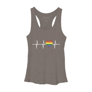 Adult Design By Humans Heartbeat Rainbow Heart Pride By KangThien Racerback Tank Top - 1 of 2
