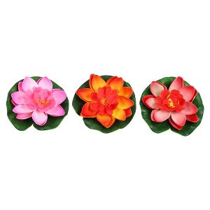 Unique Bargains Artificial Lotus Flower for Garden Ponds Pool Decoration 3 Pcs - 1 of 4