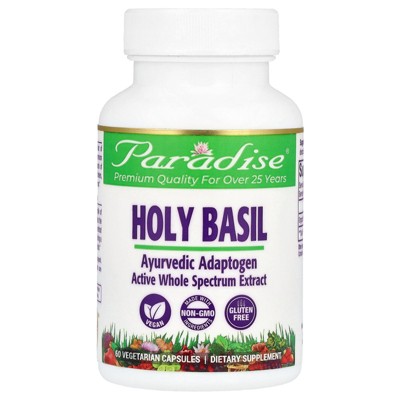 Paradise Herbs Holy Basil, 60 Vegetarian Capsules (250 mg per Capsule)
