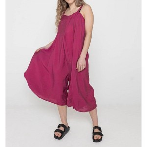 Women's Cross Hatch Linen Crop Jumpsuit - cut loose - 1 of 3
