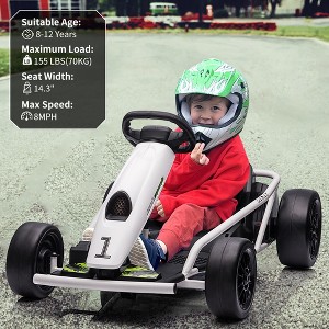 Ride on Go Kart for Teens, 24v 9Ah Large Battery Dual 300w Extra Powerful Motors, 8MPH Fast Drifting Fun with Music & Horn, Max Load 175 Lbs - 1 of 4