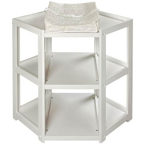 Modern Baby Changing Table with Hamper and 3 Baskets - White - Badger Basket