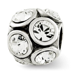 Black Bow Jewelry Sterling Silver with White Crystals April Bubble Bead Charm - 1 of 3