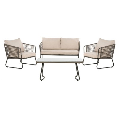 Benjin 4pc Living Set - Gray/Beige - Safavieh