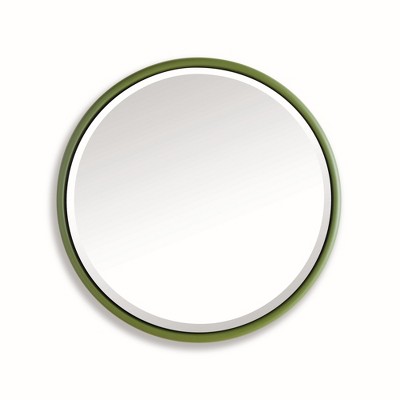 Plum & Post Ryland Mirror Small - Olive Green Round Iron Frame - Beveled