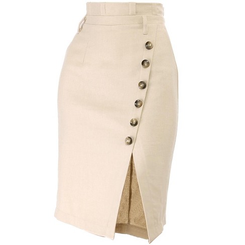 Womens button shop front pencil skirt