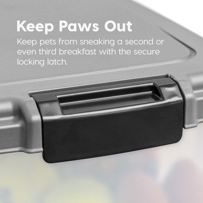 Gray Plastic Airtight Pet Food Storage Container Combo with Scoop and Casters