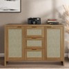 Modern Rattan Buffet Cabinet Sideboard with Storage,47" Boho Credenza Buffet Console Table with Drawers&Doors,Wooden Coffee Bar Cabinet - 3 of 4