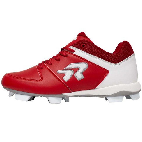 Red and clearance white softball cleats