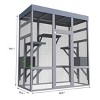 62.6" Large Wooden Outdoor Cat House with Waterproof Roof, Catio Enclosure with 6 Platforms and 2 Resting Boxes for Patio–The Pop Home - 4 of 4