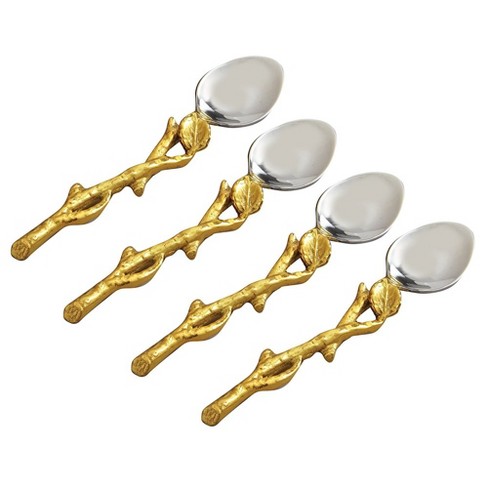 Jiallo  Gilt leaf 4-pc spoons set (Gold Finish Leaf/Hammered Steel) - image 1 of 2