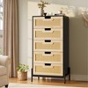 Natural Rattan 5 Drawers Dresser - 23.6" Wx15.7 Dx47.2 H Boho Dresser with Chest of Drawers - 4 of 4