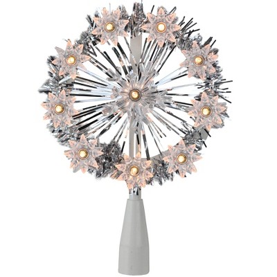 Northlight 7" Silver Pre-Lit Snowflake Starburst Christmas Tree Topper - Clear Lights