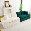 KWPZQEB 120.08" Luxury Turtle Sofa, Color-Block Velvet Sofa with 6 Pillows, Mid Century Modular Floor Sofa for Living Room, Apartment - 2 of 4