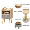 LIVAREEmlen Nightstand With Collapsible Fabric Drawer, 2-Tier Storage End Table, Wood Side Table with Storage Cabinet or Kids, Adults - Oak - 3 of 4