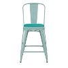 Emma and Oliver Distressed Metal Stools with Backs and Polystyrene Seats for Indoor/Outdoor Use - 3 of 4