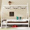 Okak Twin/Full House-Shaped Floor Canopy Beds with Stairs & Fence,Solid Wood Bed Frame for Kids,Teens,No Spring Box Needed - 2 of 4