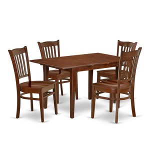 HomeStock 5-Pc Mahogany Finish Solid Wood Top-Rectangular Dining Room Set with Leaf-Seats 4 - 1 of 4