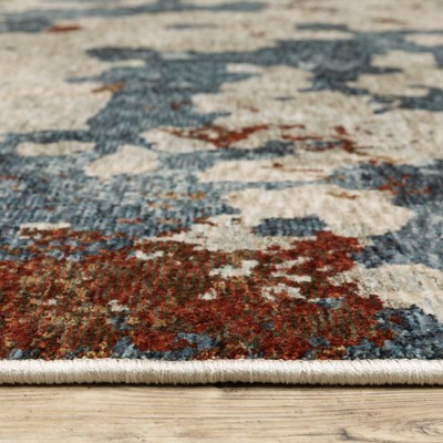 Hayden Beige and Blue Abstract 3'3" x 5' Area Rug